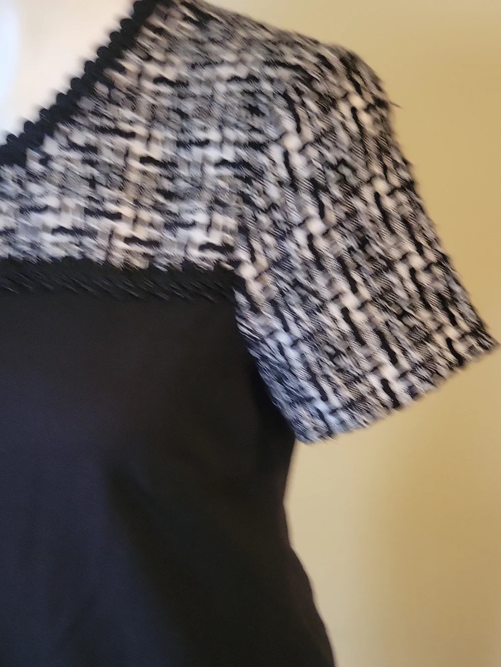 Karl Lagerfeld Black Sheath Dress with Tweed Accents - Picture 5 of 9